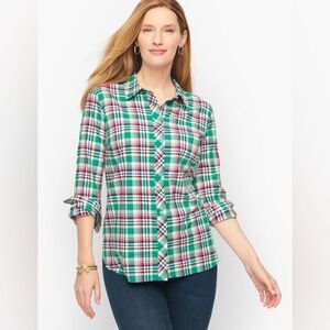 NWT*** Talbots Classic Front Button Down Shirt Long Sleeve City Plaid LG Petite
